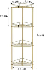 HuggieGems Metal Floor Standing Corner Shower Caddy, Gold, 4 Tier - Image 7