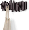 Umbra Sticks Wall Mount Coat Rack, 5 Hook Retractable Pegs, Espresso by Umbra