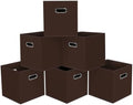 Black Foldable Storage Cubes Bins, Fabric Storage Box Cubes Organizer Baskets with Dual Handles for Home Organizer,Set of 6,(Coffee) by HEAYEEG