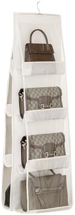 HAN SHENG 8-Pocket Clear Hanging Organizer, Handbag Storage, White, 1 Pack by HANSHENG
