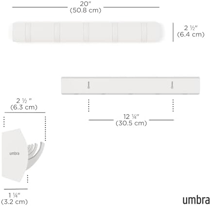 Umbra Flip Coat Rack, Wall Mounted 5-Hook Space Saving, White - Image 3