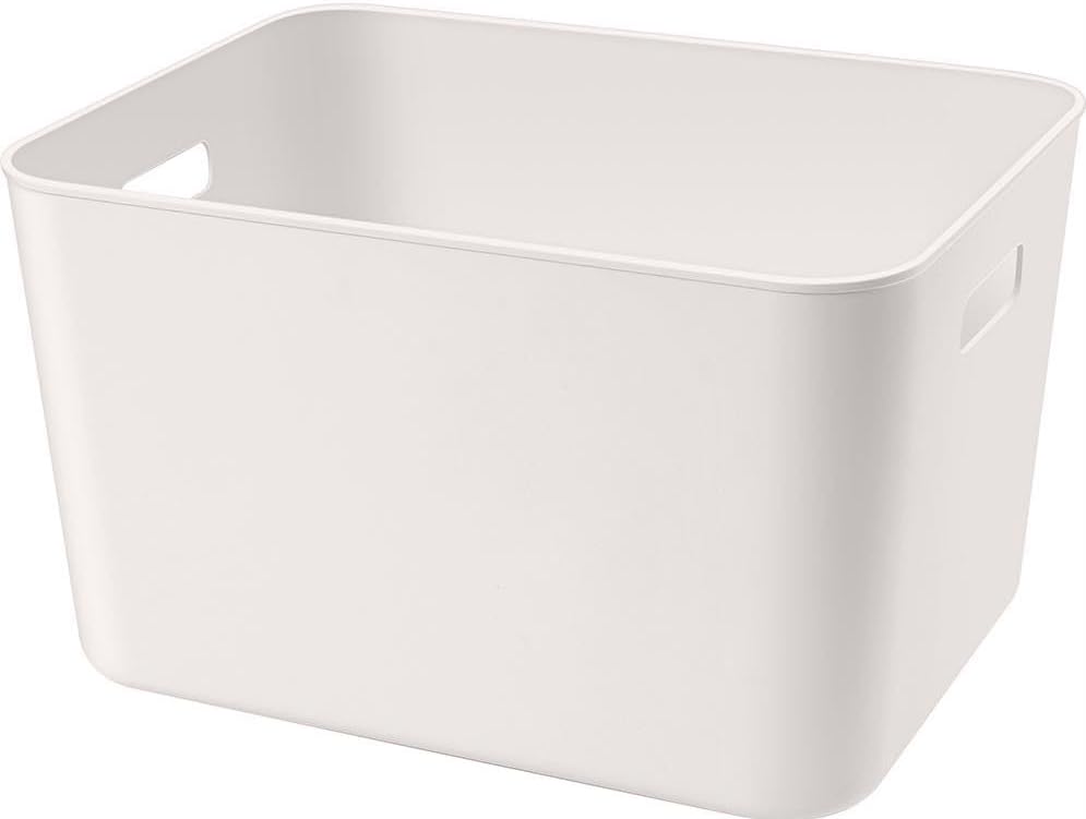 Set of 4 Plastic Storage Bin,“13.4x10.2x8'' Versatile Kitchen Pantry Organization and Storage,for Plastic Storage Container Under Bed,Under Sink Bathroom Organizer (White,4 Pack Large by Amyup