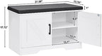 HOMSHO Farmhouse Shoe Storage Bench with 2 Barn Doors & Padded Seat Cushion - Image 3