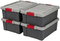 IRIS USA 4-Pack 12 Gal Heavy Duty Lockable Storage Totes with lids, Gray by IRISUSA