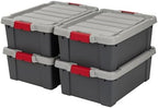 IRIS USA 4-Pack 12 Gal Heavy Duty Lockable Storage Totes with lids, Gray by IRISUSA