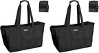 BALEINE Soft 9 Gallon Extra Large Utility Tote, Foldable Reusable Storage Bag (Charcoal Black) (Pack of 2) by BALEINE