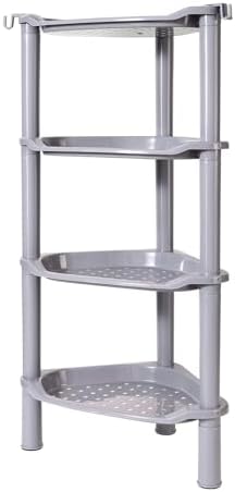 4 Tier Shower Caddy Corner,Plastic Shower Shelf Organizer for Inside Bathroom, Bathtub, Shower Pan, 13.5 x 10 x 33.5 Inches,Grey(Round Slot Grey 4 Tier) - Image 4