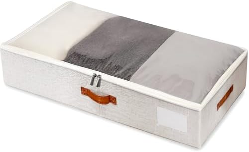 Large Under Bed Storage, 2 Pack Under Bed Storage Containers with Clear Cover, Reinforced Handles and Label Pocket for Dorms, Clothes, Shoes, Blankets, Linens, Only Needs 6" of Clearance by Unknown