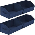 Homsorout Closet Baskets for Shelves Trapezoid - Decorative Storage Baskets with Handle, Closet Bins for Organization, Shelf Storage Bins for Clothes, Books, Home, Office, 4 Pack, Navy Blue by Homsorout