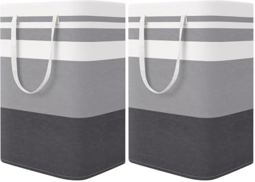 StorageRight Large Collapsible Laundry Basket Hamper with Easy Carry Handles，Freestanding Clothes Hampers for Laundry, Bedroom, Dorm, Towels, Toys, 75L, Gradient Grey (Pack of 2) by StorageRight