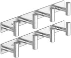 VAEHOLD Silver Hat and Coat Wall Mount Rack - Coat Rack with 4 Hooks for Robes, Bags, Keys, and Towels - Bathroom Towel Hanger Organizer (2 Pack) by VAEHOLD