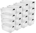 Sterilite 16-Pack Ultra Latching Box, Storage Bins with Lids, Clear Plastic, 116 Quart - Heavy-Duty Organizing Containers for Closet, Bathroom, and Office by Sterilite