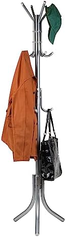 Mind Reader Freestanding Coat Rack, Multi-Tier Organizer for Office and Entryway, Metal, Silver by MindReader