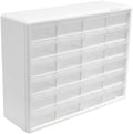 Akro-Mils 24-Drawer Plastic Storage Cabinet, 20" W x 6" D x 16" H, White by Akro-Mils