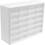 Akro-Mils 24-Drawer Plastic Storage Cabinet, 20" W x 6" D x 16" H, White by Akro-Mils