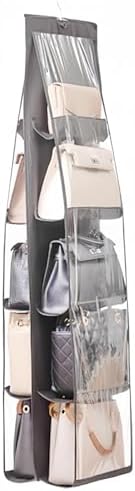 HAN SHENG 10-Pocket Clear Hanging Organizer, Handbag Storage, Grey, 1 Pack by HANSHENG