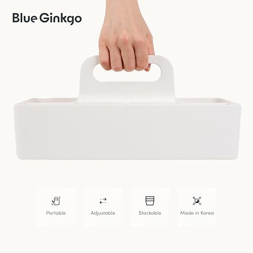 BLUE GINKGO Stackable Organizer Caddy, Long, White, Made in Korea - Image 5