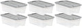 Amazon Basics Plastic Storage Containers with Secure Latching Lids, Stackable Organization Bins, Clear/Grey, 12 Quart, Set of 6 by AmazonBasics