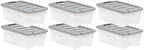 Amazon Basics Plastic Storage Containers with Secure Latching Lids, Stackable Organization Bins, Clear/Grey, 12 Quart, Set of 6 by AmazonBasics
