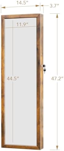 Jewelry LED Cabinet with Mirror 47.3"Mirror Jewelry Armoire over the Door - Image 6