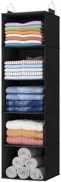 Lifewit Hanging Closet Organizer and Storage for Clothes 5 Tier | Portable, Foldable, Fabric, Top of Shelves with 2 Sturdy Hooks, Clothing Organization for Wardrobe, Dorm, Bedroom, Black by Lifewit