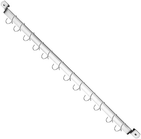 Kyraton Kitchen Utensil Rail Organizer - Wall Mounted Gourmet Rack With 14 Hooks for Hanging Knives, Mugs, Spatulas, Pots and Utensils by Kyraton