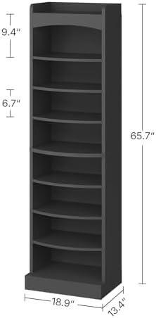 YATINEY 9-Tier Tall Shoe Rack, Wooden Shoe Storage Organizer, Narrow Shoe Cabinet with Removable Shelves for Small Spaces, Holds 18 Pairs of Shoes, for Entrance, Hallway, Black SS22BK - Image 3