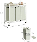 Herture Laundry Hampers with Shelf, Laundry Basket 3 Section, 3 x 15.87 Gal - Image 4