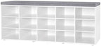 DINZI LVJ Shoe Storage Bench with Cushion, 15-Cubby Shoe Rack with Seat by DINZILVJ