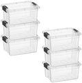 Superio 1.05 Quart Mini Clear Plastic Storage Container with Lid, Stackable Small Organizer Box for Crayons, Art Supplies, Beads, Sewing, Stationery & Food Storage, 6 Pack by Superio