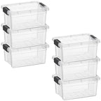Superio 1.05 Quart Mini Clear Plastic Storage Container with Lid, Stackable Small Organizer Box for Crayons, Art Supplies, Beads, Sewing, Stationery & Food Storage, 6 Pack by Superio