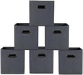 Yunkeeeper storage bins Cubes, Fabric Cube Organizer with Handle, Foldable Cube Bins for Cloth or Accessary Storage, 11x11x11, Set of 6, (Gray) by Yunkeeper