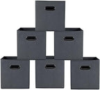 Yunkeeeper storage bins Cubes, Fabric Cube Organizer with Handle, Foldable Cube Bins for Cloth or Accessary Storage, 11x11x11, Set of 6, (Gray) by Yunkeeper