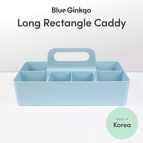 BLUE GINKGO Stackable Organizer Caddy, Long, Blue, Made in Korea - Image 2