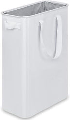 efluky Slim Laundry Basket, Narrow Laundry Hamper with Handles, Collapsible Dirty Clothes Hamper, Tall Laundry Bin for Laundry Room, Dorm and Bedroom, 12.7 Gallons(48L) White by efluky