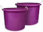 HOMZ Utility Tub, Storage Bucket with Rope Handles, 18 Gal, Purple, 2 Pack by Homz