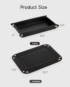 VLANDO Valet Tray for Men, Foldable PU Leather Catchall Tray, Black - Image 4