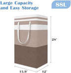 BlissTotes 3-Pack Laundry Basket, Collapsible Laundry Hamper, Khaki, 88L - Image 2