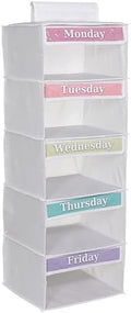 Three Sweet Peas Co Monday through Friday Hanging Weekly Clothes Organizer for Kids by ThreeSweetPeasCo
