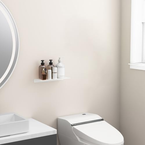 Danpoo 12 inch White Metal Wall Shelf Small Floating Shelf for Wall Organizer & Storage, Display Shelf for Bathroom, Living Room, Kitchen, Bedroom - Image 5