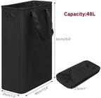 efluky Slim Laundry Basket, Narrow Laundry Hamper with Handles, Collapsible Dirty Clothes Hamper, Tall Laundry Bin for Laundry Room, Dorm and Bedroom, 12.7 Gallons(48L) Black - Image 2