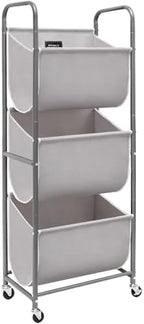 STORAGE MANIAC 120 Liters Vertical Rolling Laundry Hamper, 3 Section Laundry Sorter with Wheels and 2 Breaks, 3-tier Laundry Baskets for Small Space, Dorm, Laundry Room, Closet, Bathroom, Gray 3-tier by STORAGEMANIAC