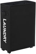 Slim Laundry Hamper with Wheels, 52L Skinny Hamper, 22" Black by ZeroJetLag
