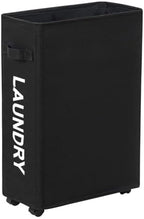 Slim Laundry Hamper with Wheels, 52L Skinny Hamper, 22" Black by ZeroJetLag