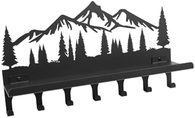 Wall Mounted Mountain Key & Mail Holder with Shelf | Metal Key Organizer with 2 in 1 Key Hooks for Entryway, Hallway, Office - Image 2