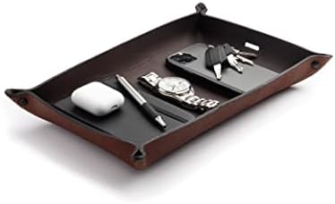 Main Street Forge Leather Valet Tray for Men – Rustic EDC Organizer for Keys, Phone & Wallet – Made in USA – Whiskey Barrel Brown by MainStreetForge