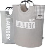 Caroeas Super Large 150L Laundry Basket Pro, Waterproof Laundry Hamper, Collapsible Laundry Basket Easy Storage, Clothes Hamper Stands Up Well, Laundry Bag with Padded Handles (Light Grey) by Caroeas