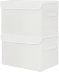 Bagnizer Large 42 Quarts Fabric Storage Bins with Lids [2-Pack] Linen Collapsible Foldable Storage Cubes, Closet Organizer Containers boxes with Handles for Home Office (16.7 x 12 x 12, White) by Bagnizer