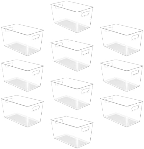 YIHONG 10 Pack Clear Storage Bins, Pantry Organizer Bins with Handle, XL by YIHONG