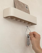 Kazai. Key Holder for Wall 'Tone' | Minimalist Key Hooks Design from Berlin | Modern Key Hanger with Metal Shelf | Key Hook Wall Mounted as Hallway Furniture | Sand Taupe - Image 6